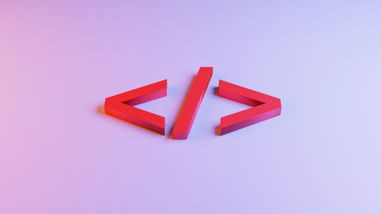 3D code brackets on a lavender backdrop
